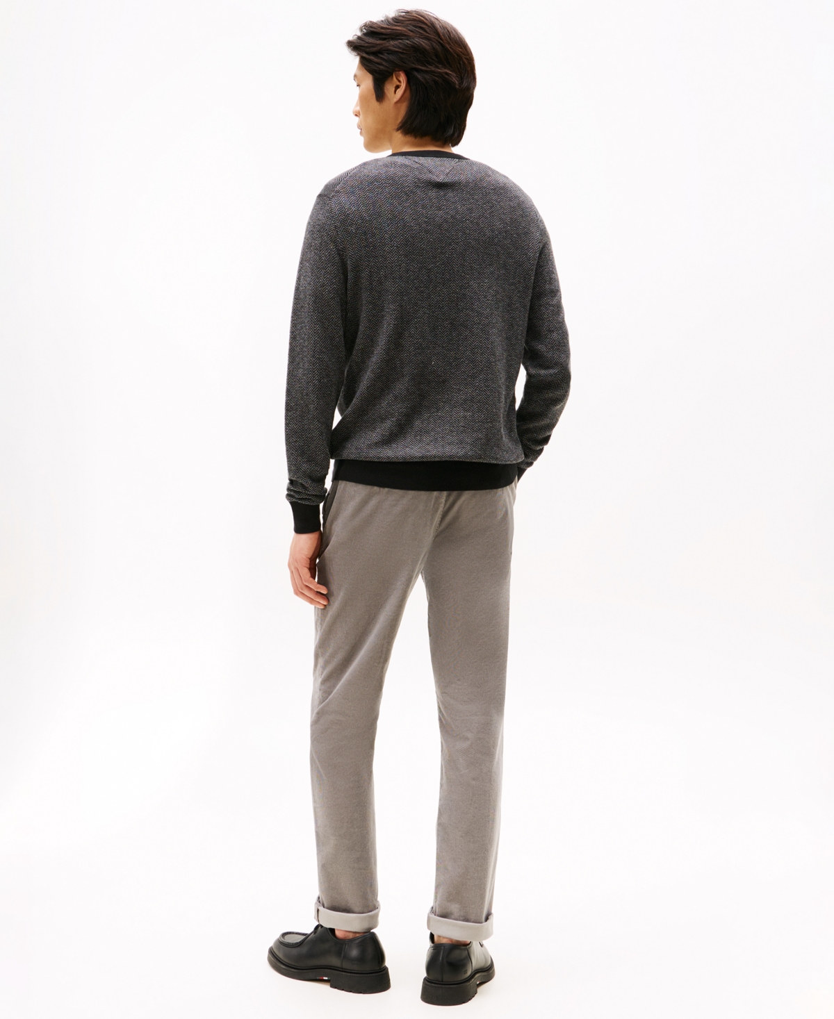 Tommy Hilfiger Men's Pima Cotton Cashmere Herringbone Crewneck Sweater