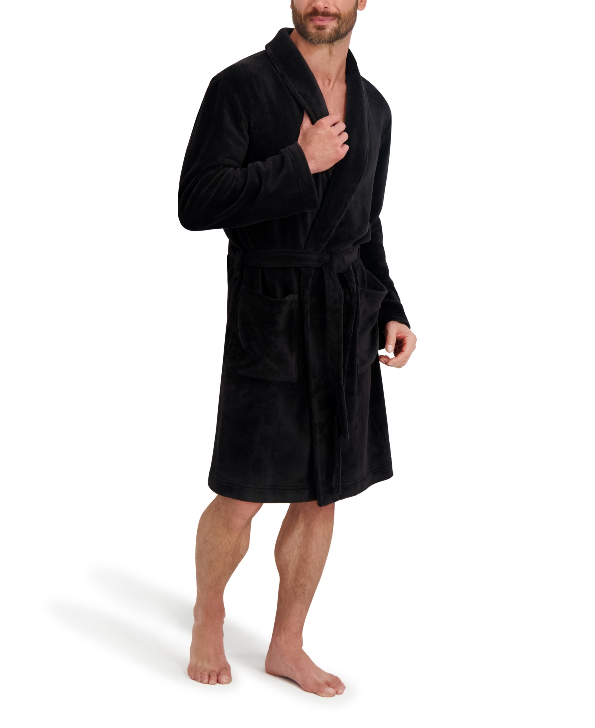 Hanes Men's Adjustable Plush Robe In Black