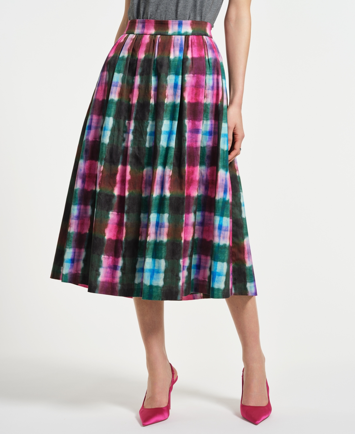 Isaac Mizrahi Women's Sateen Midi Full Skirt In Multi