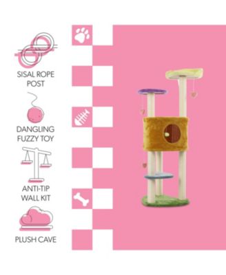 Aisling 51" 4-Tier Modern Sisal Heart Cat Tree with Scratching Posts, Napping Perch, and Dangling Toys, Multi