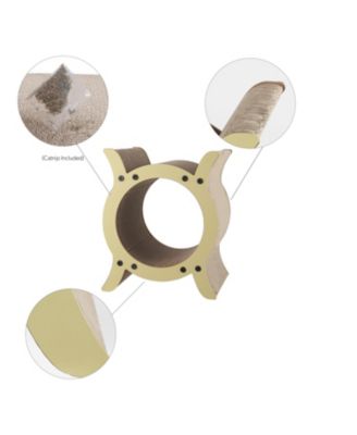 Nyan 16.5" Modern Cardboard Tunnel Cat Scratcher with Catnip, Almond