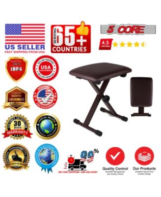 Keyboard Bench 2" Padded Cushioned Piano Stool Height Adjustable Guitar Seat Folding Portable - KBB 02 BR
