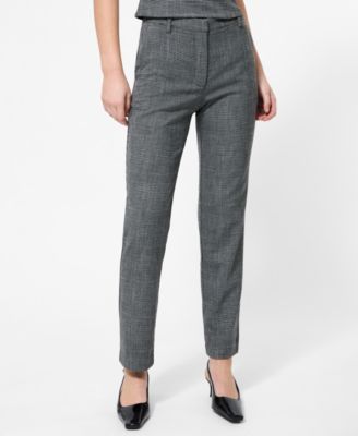 Women's Cropped Slim-Fit Plaid Cigarette Pants