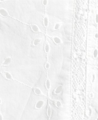 Women's Short Sleeve Mixed Media Eyelet Top