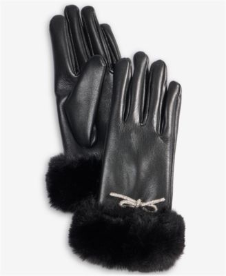 I.N.C. International Concepts - Crystal Bow Faux Fur Cuff Gloves