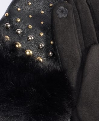Studded Faux Fur Cuff Gloves, Macy's Exclusive