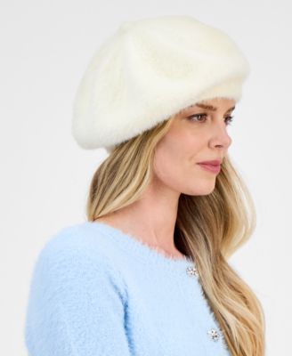 Fuzzy Knit Beret, Macy's Exclusive