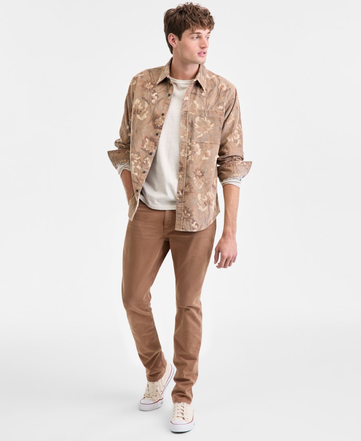 Мужская рубашка Woods, футболка с длинным рукавом и джинсы зауженного кроя, эксклюзивный бренд Macy's