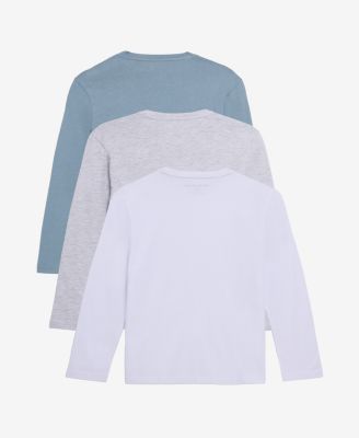 3 Pack Kids And Boys Basic Long Sleeve Crewneck T-Shirts