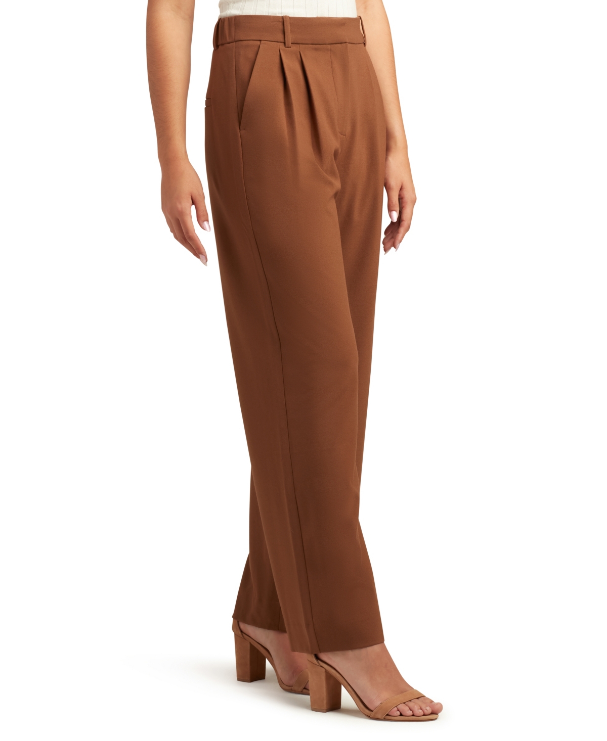 Bcx Juniors' Pleated-front Wide-leg Pants In Brown