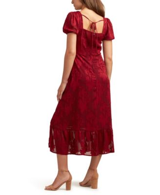 Juniors' Burnout Sweetheart-Neck Midi Dress