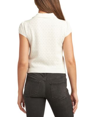 Juniors Spread-Collar Button-Front Cardigan Sweater