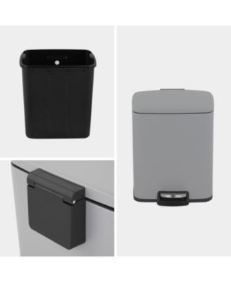 5.3 Gal./20 Liter Rectangular Stainless-Steel-Made Matt Grey Step-on Trash Can for kitchen