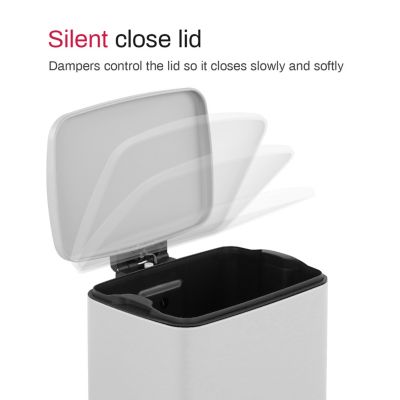 5.3 Gal./20 Liter Rectangular  Stainless-Steel-Made  Matt White step-on Trash Can for kitchen