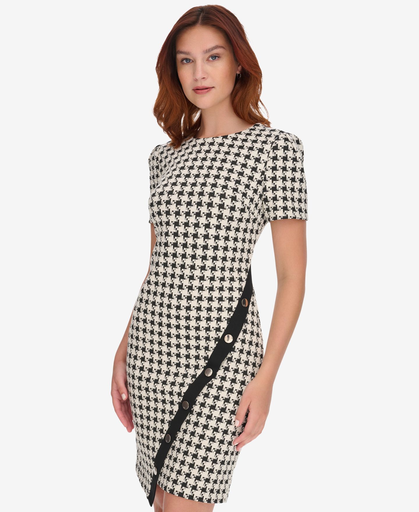 Женское платье Tommy Hilfiger Houndstooth Pattern Sheath, цвет: Чёрный жемчужный — фото 3