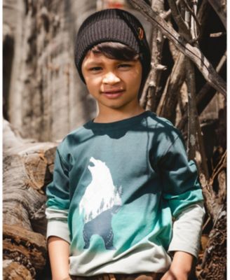 Toddler Boys Long Sleeve Cotton Gradient Jersey Tee Bottle Green - Toddler|Child