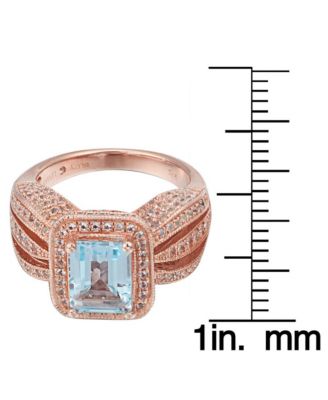Suzy Levian Sterling Silver Emerald Cut Center Topaz Cocktail Ring