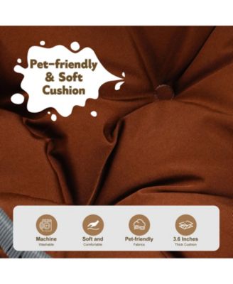 Cat Swing Bed with Stand & Cushion, Cat Egg Chair with Rattan Wicker Appearance, Indoor Hanging Swinging Cat Bed for Cats, Small Dogs, and Small Animals,Brown