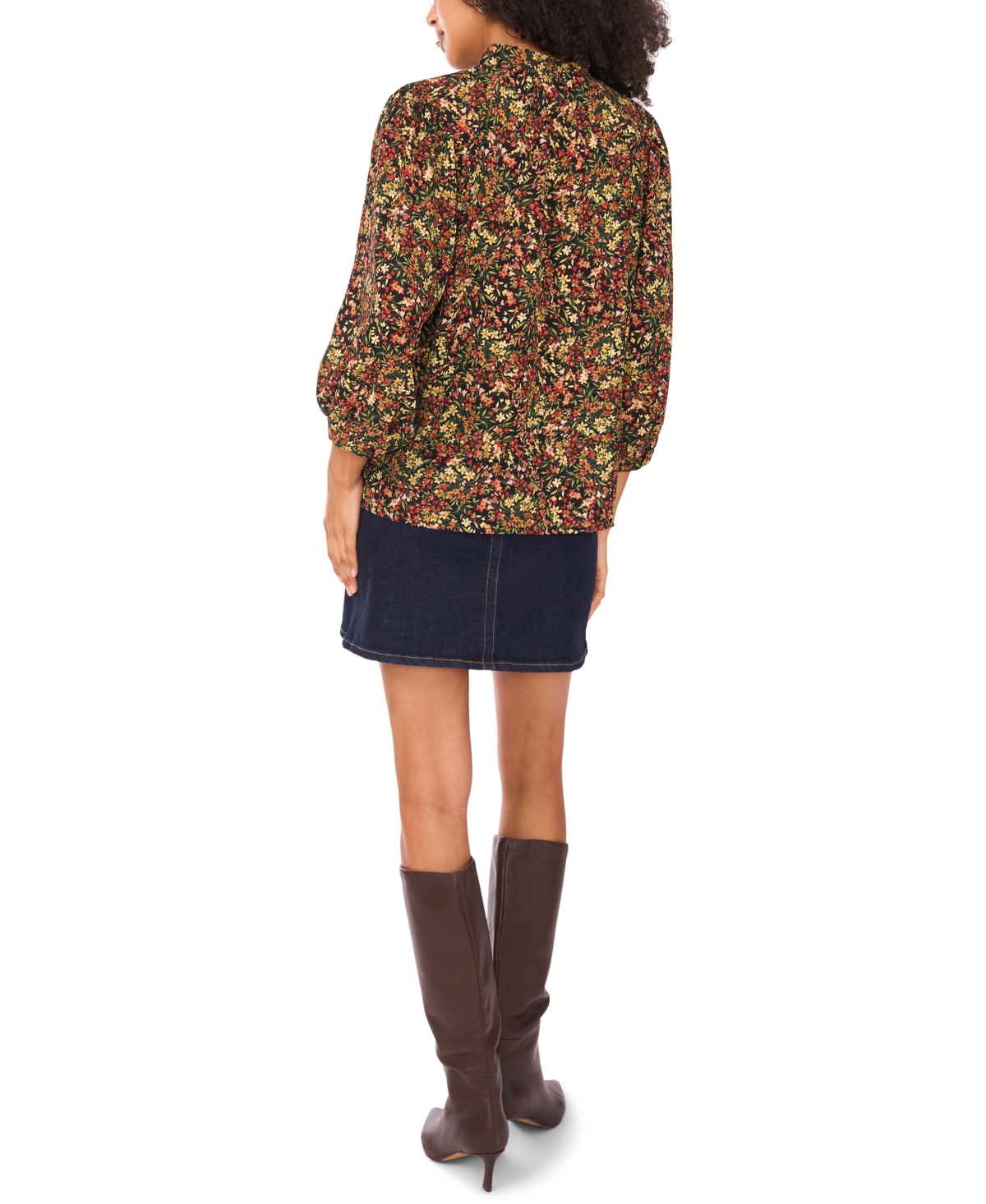 Vince Camuto Women's Floral Split-neck 3/4-sleeve Blouse In Multi