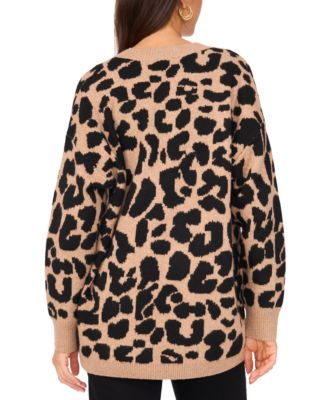 Women's Animal-Print Jacquard Cardigan Sweater