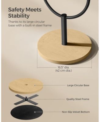 3-in-1 Modern Standing Body Mirror, Oak Beige and Ink Black