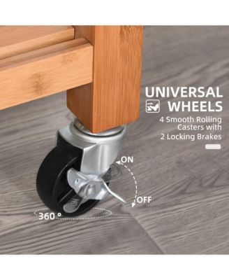 Bamboo Kitchen Organizer: Utility Cart with Drawers and Shelves