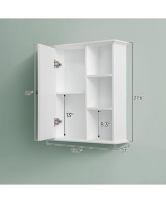 White Over-the-Bathroom Storage Cabinet - Wooden Wall Mounted Medicine Cabinet for Bathroom, Laundry Room & Kitchen