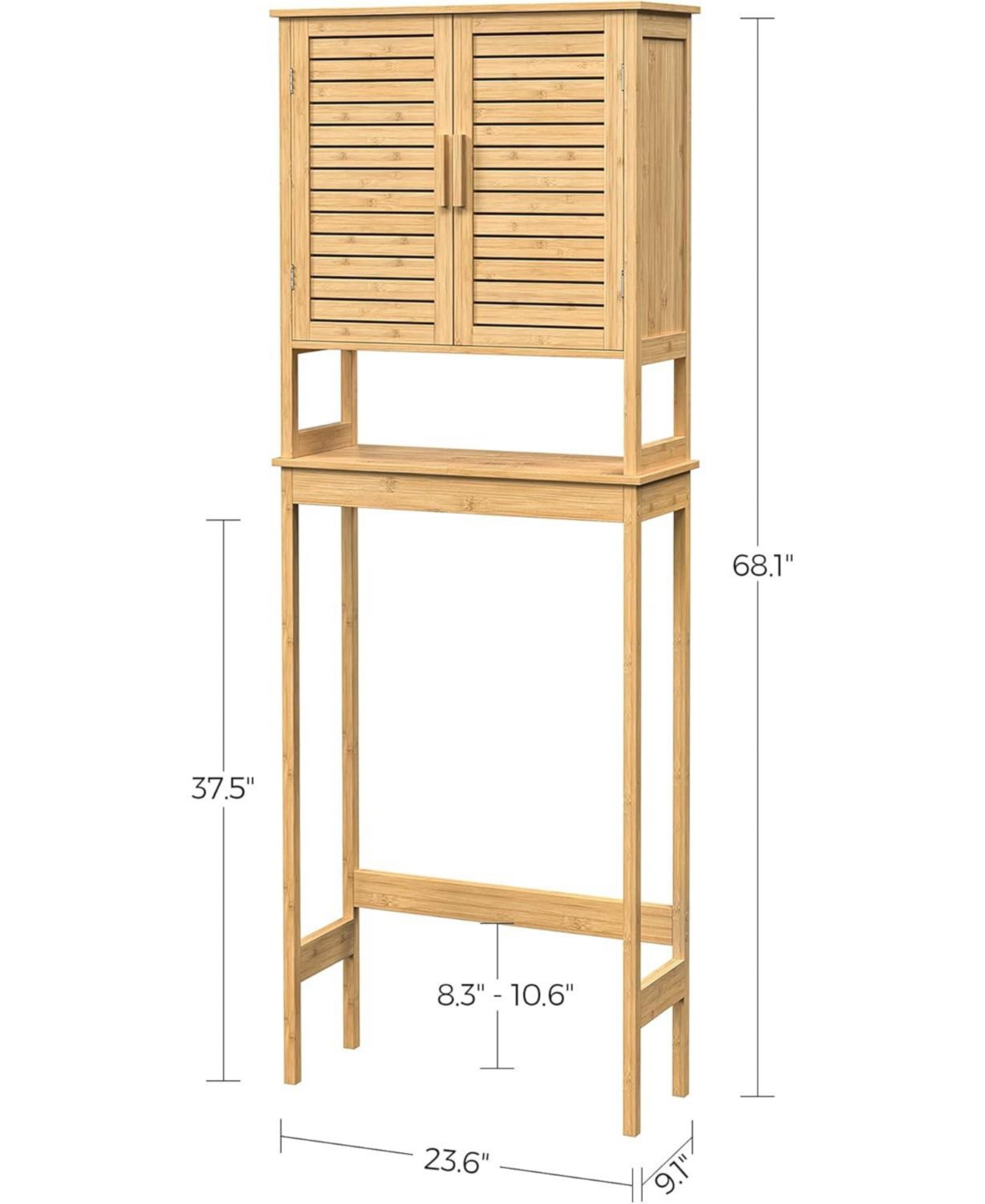 Vanirror Over The Restroom Storage Cabinet with Adjustable Shelf - Space-Saving Bathroom Organizer in Natural Beige