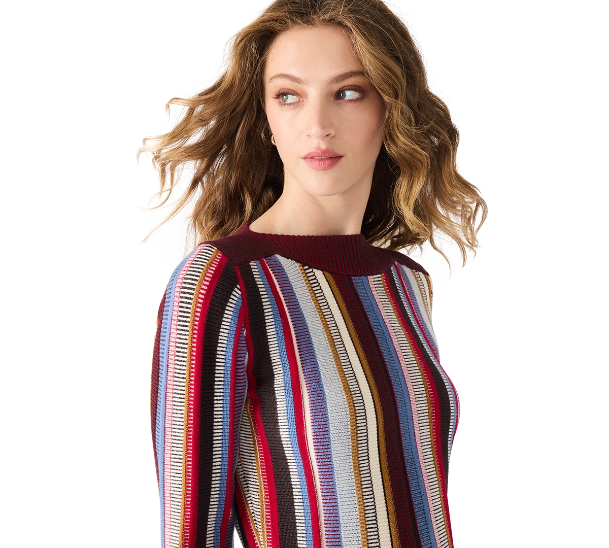 Steve Madden Women's Serra Stripe Rib Mix Knit Sweater In Multi