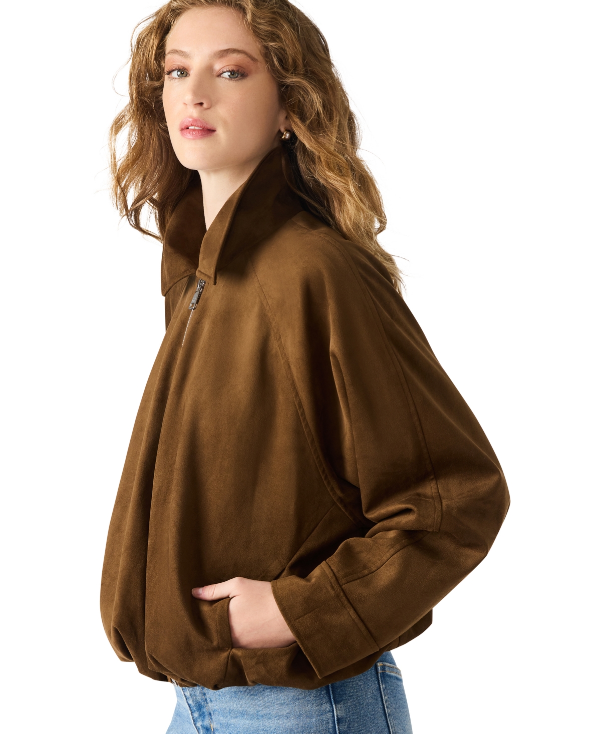 Steve Madden Mackey Faux Suede Jacket In Brown