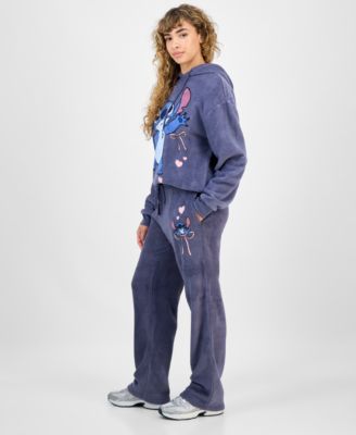 Disney Hybrid Apparel Juniors Stitch Graphic Sweatshirt Sweatpants In Pink