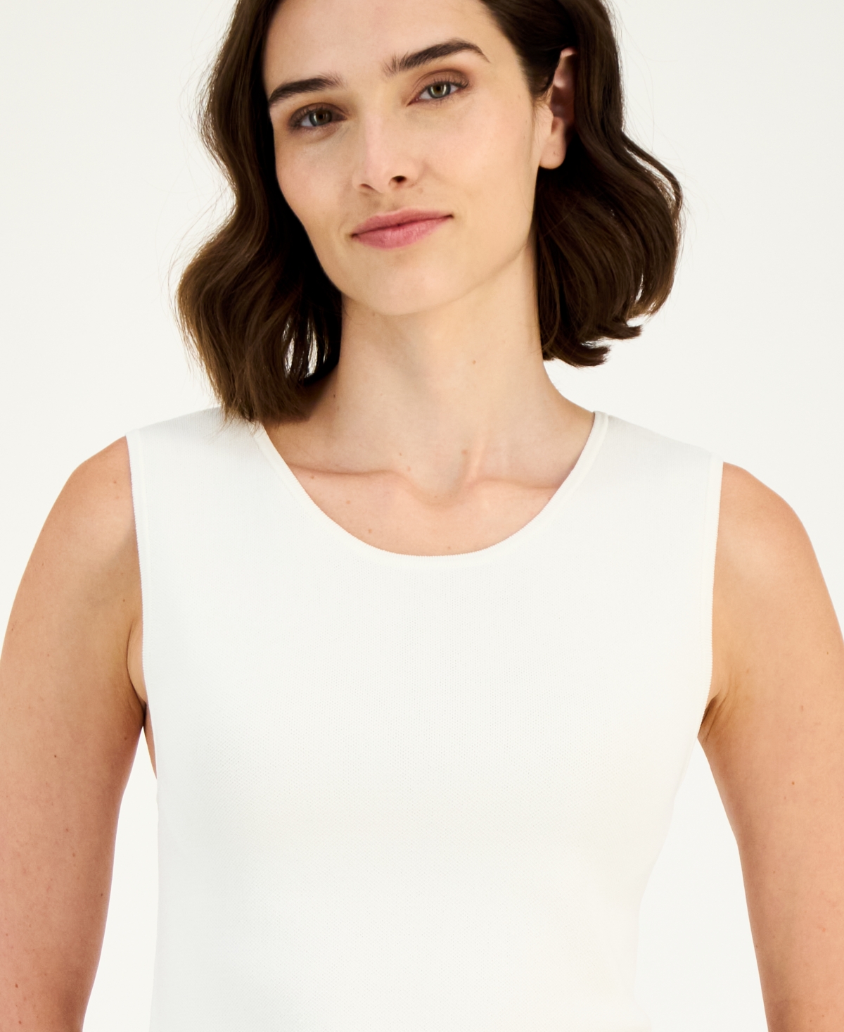 Anne Klein Sleeveless Knit Top In White