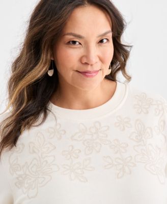 Plus Size Embroidered Crewneck Sweatshirt