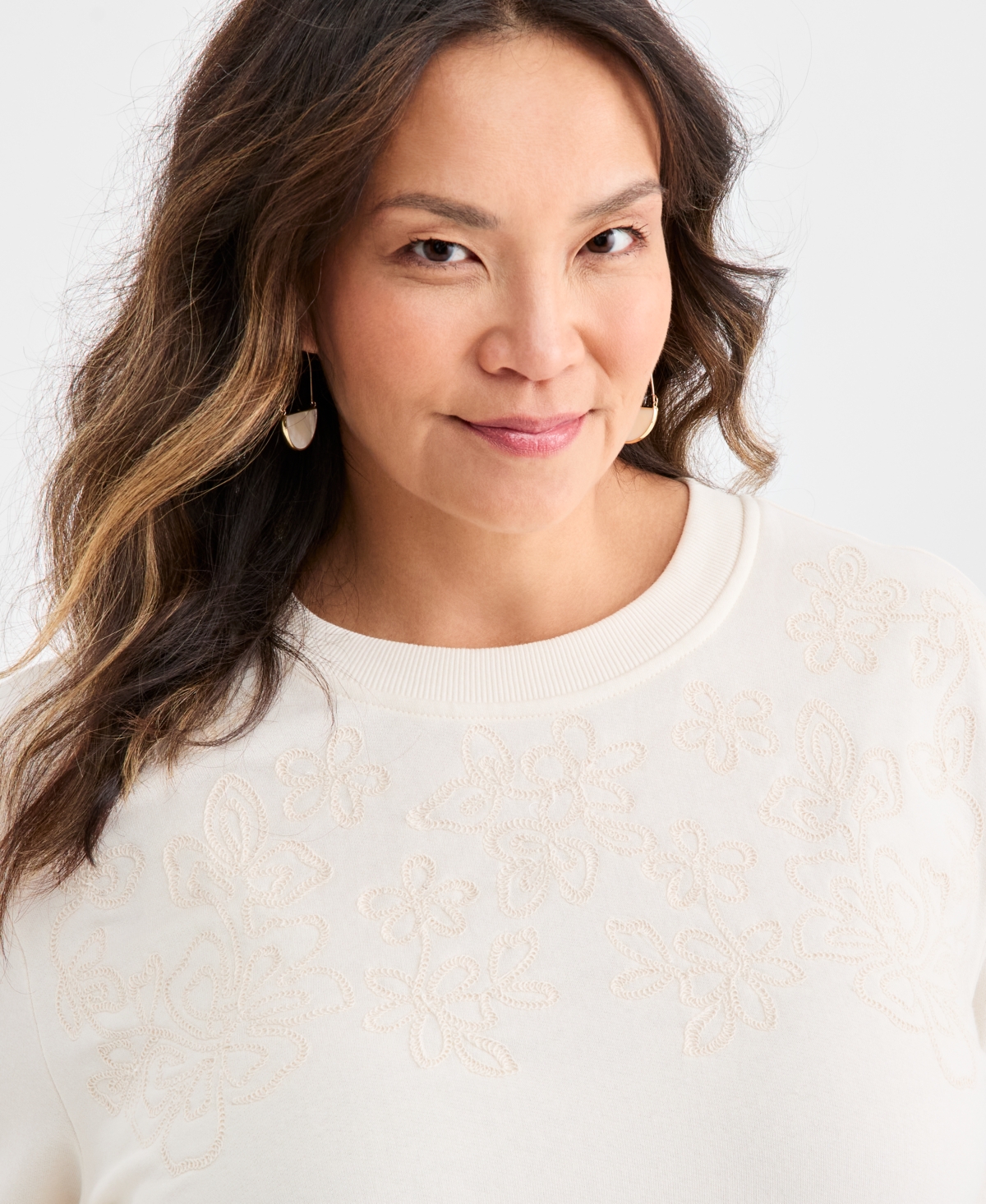 Style & Co Plus Size Embroidered Crewneck Sweatshirt, Macy's Exclusive In Red