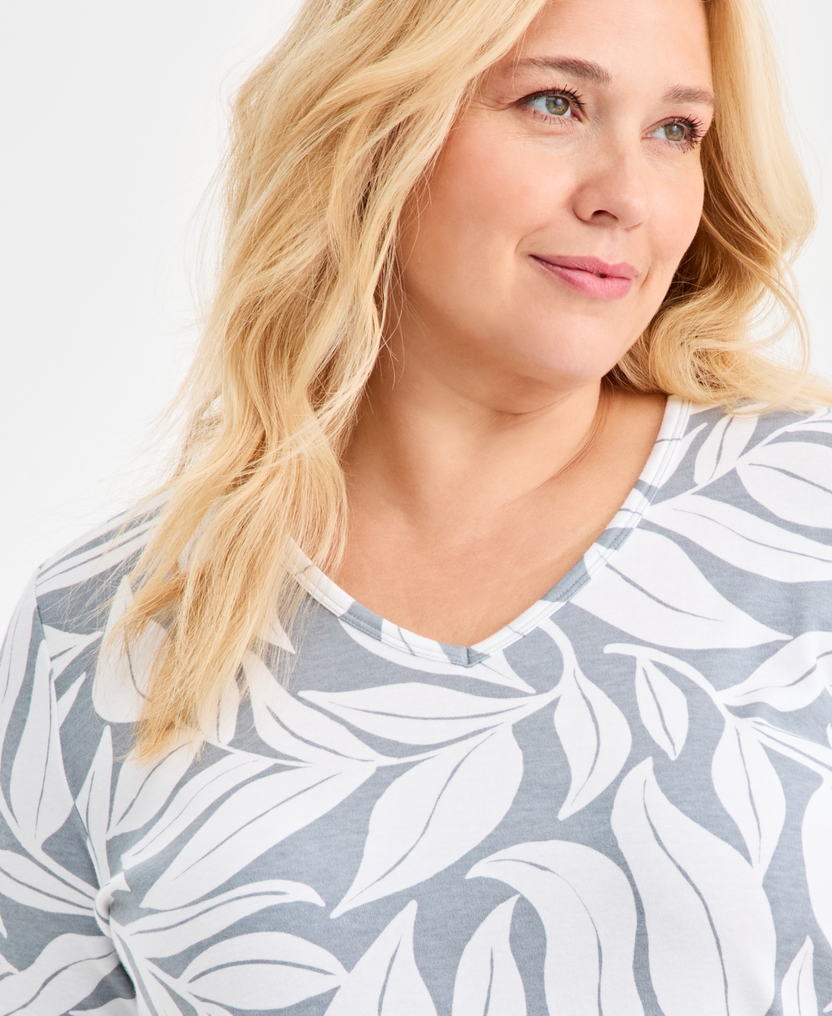 Style & Co Plus V-Neck 3/4-Sleeve Knit Top, Macy's Exclusive