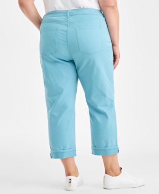 Plus Size Curvy Roll-Cuff Capri Jeans, Created for Macy's