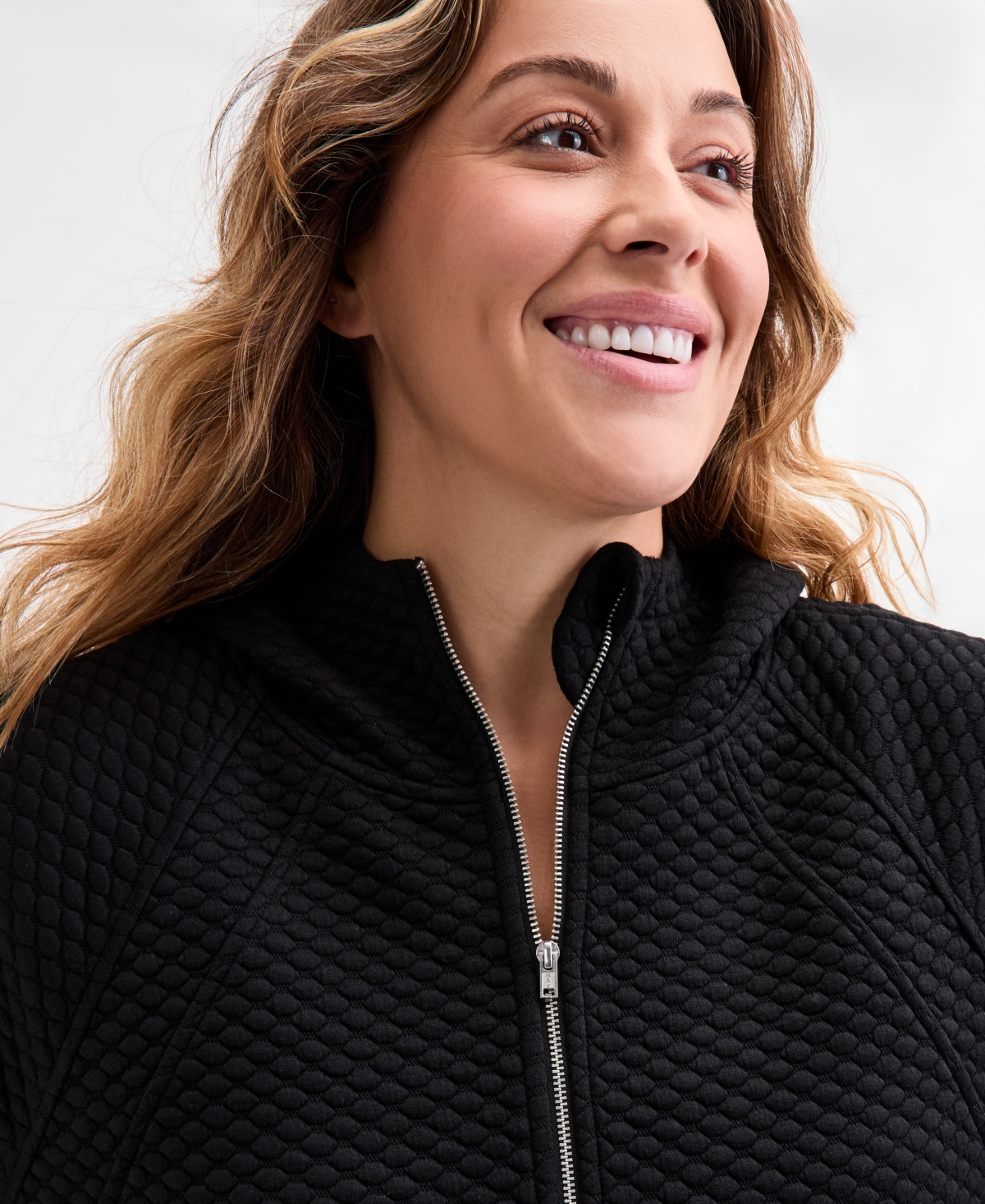 Id Ideology Women's Relaxed Quilted Half-zip Hoodie, Macy's Exclusive In Black