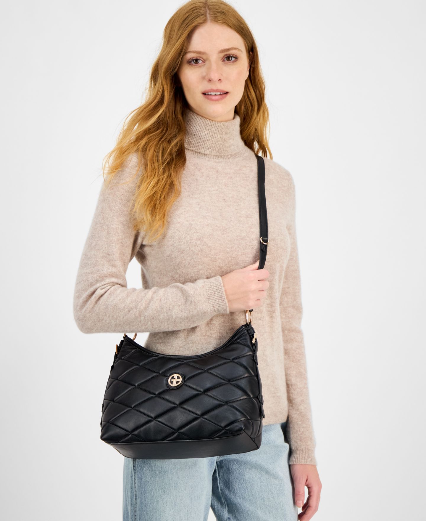 Женская сумка Giani Bernini Small Quilted Soft Shoulder Crossbody, цвет: Чёрный — фото 2