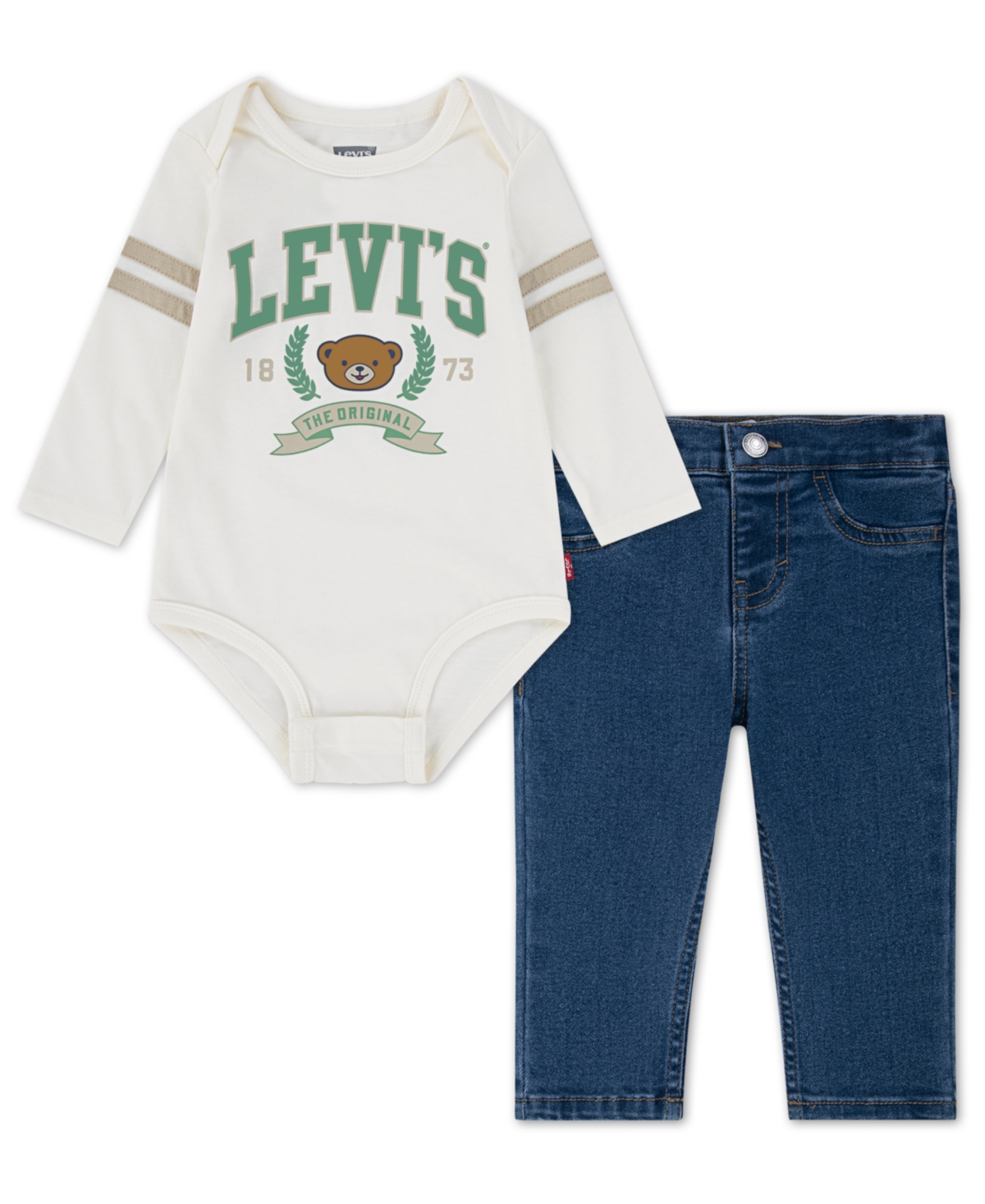 Levi's Baby Boys 2-piece Football Bodysuit T-shirt And Denim Pants Set In Multi