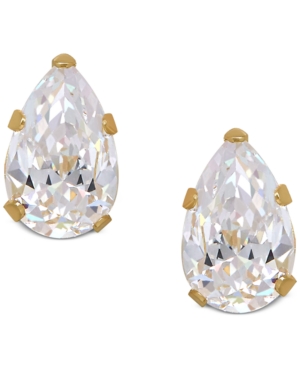 image of Pear-Cut Cubic Zirconia Stud Earrings in 14k Gold