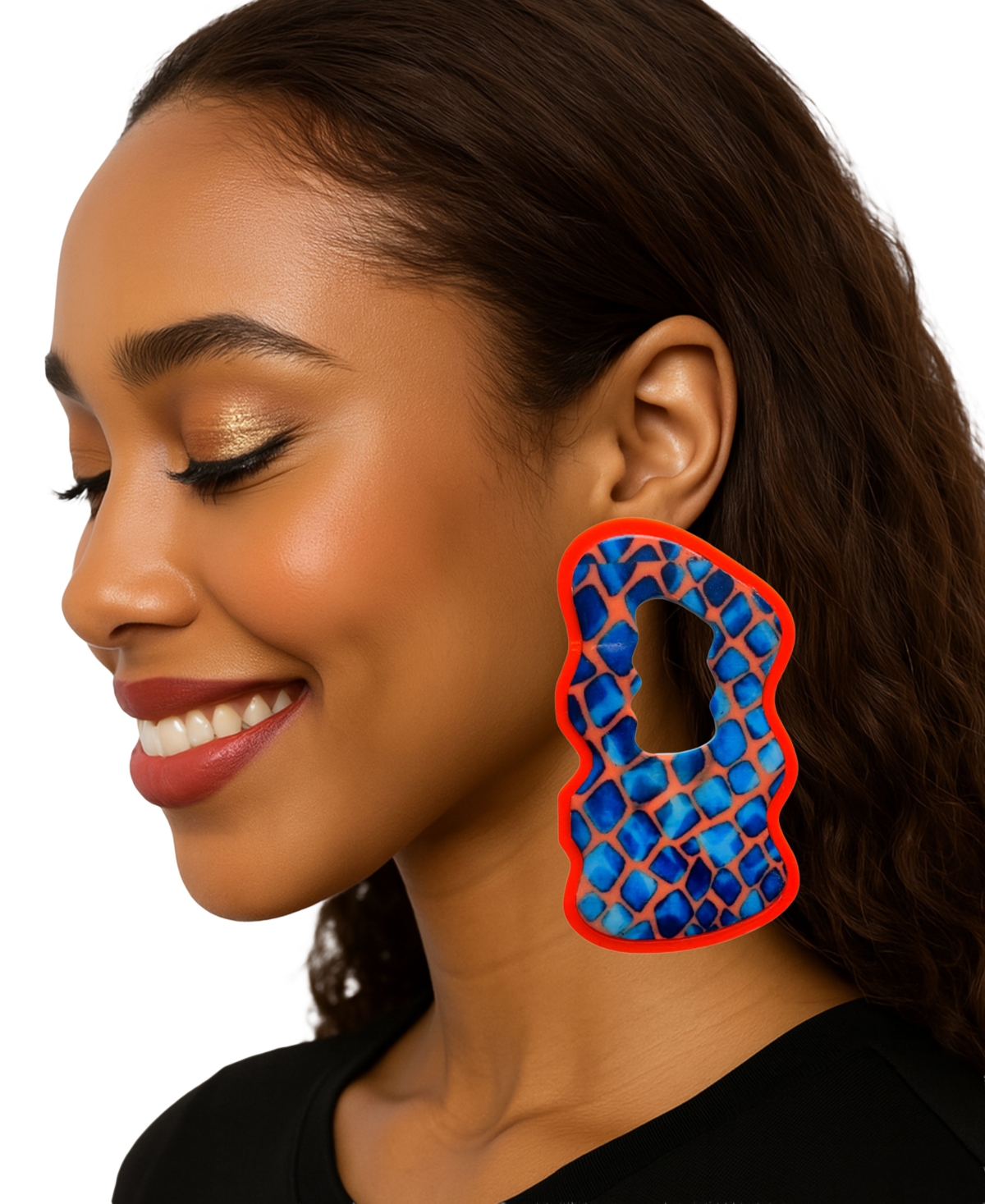 Swanky Designs Bold Shapes Drop Earrings In Orange
