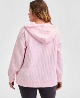 Plus Size Relaxed Quilted Half-Zip Hoodie