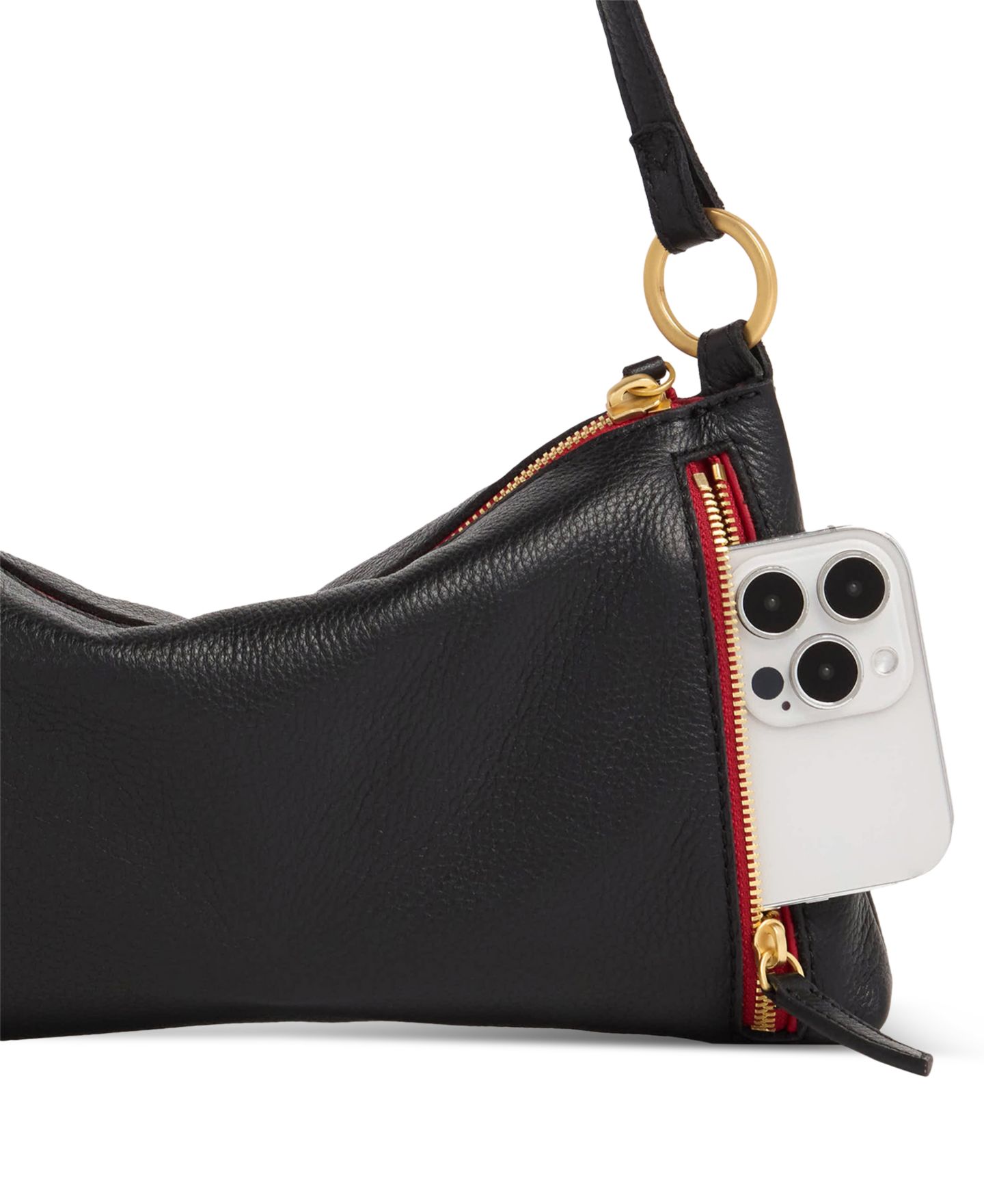 Женская сумка Hammitt Kyle Pebbled Leather Small Crossbody Handbag, цвет: Чёрный / Золотой — фото 4