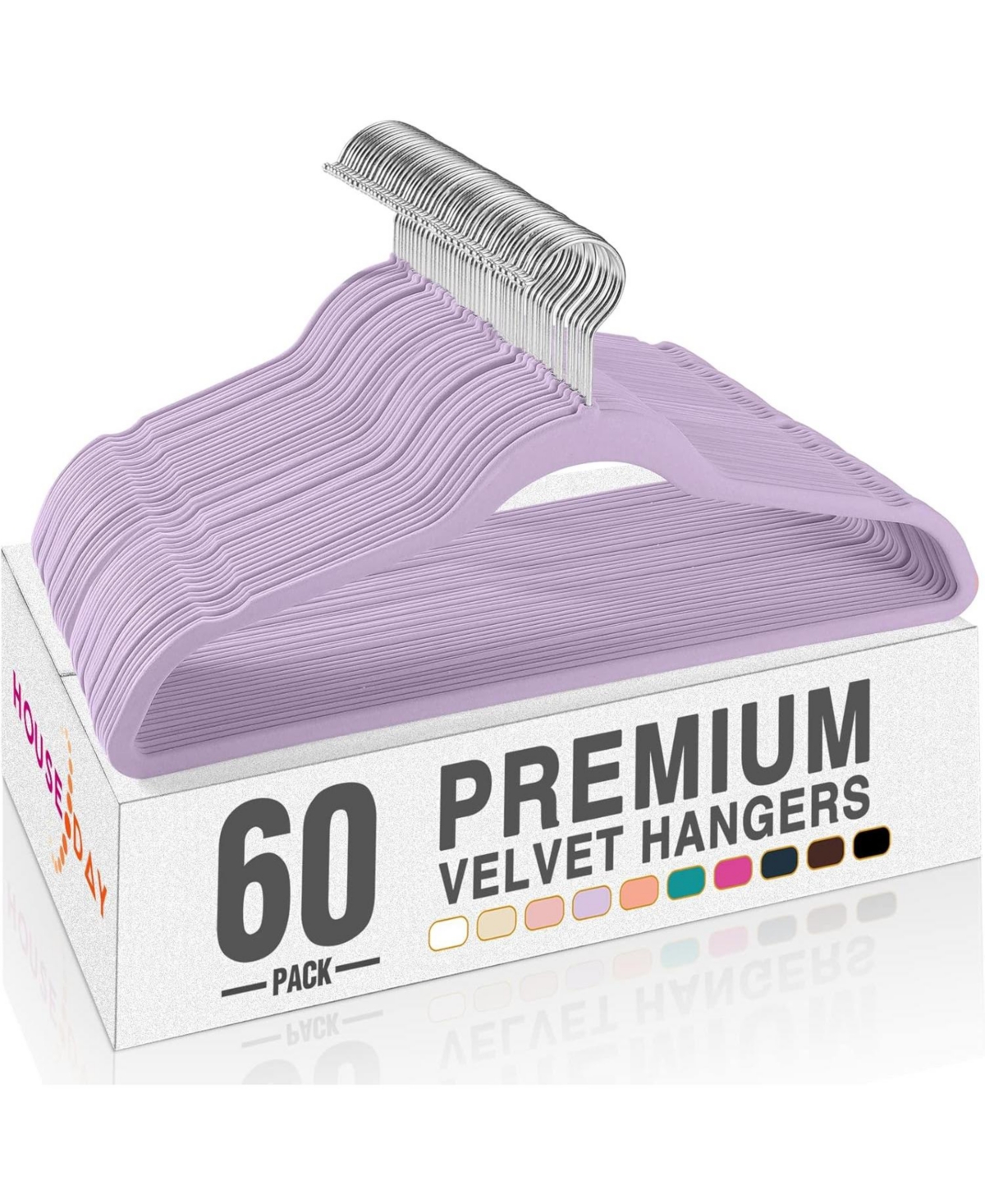 17.5 Inch Silver Hook Velvet Hangers 60 Pack - Purple orchid