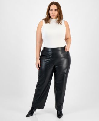 Kasper Plus Size High Rise Faux Leather Pants - Macy's