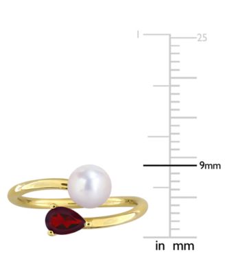 Cultured Freshwater Pearl & Garnet Ring (1/2 ct. t.w.) in 18k Gold-Plated Sterling Silver