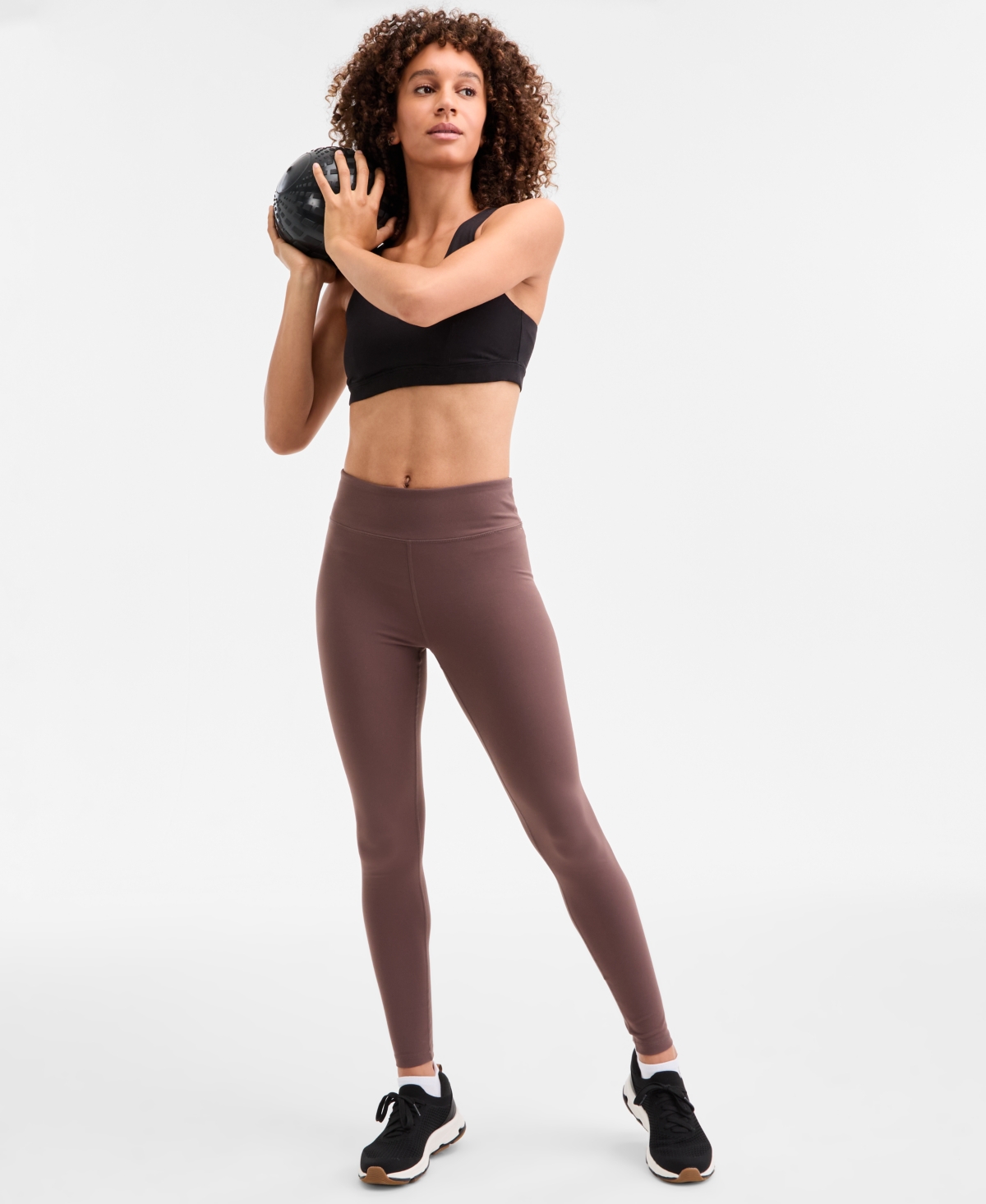 Id Ideology Women's Studio Full-length Leggings, Exclusively At Macy's In Brown