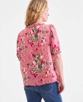 Petite Floral Femme Ruffle Blouse, Macy's Exclusive