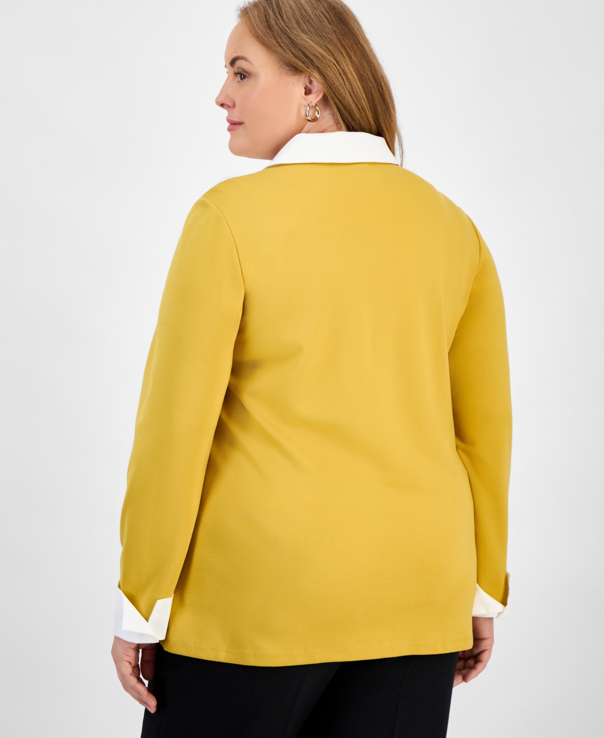 Jones New York Plus Size Serenity Knit Two-fer Sweater In Yellow