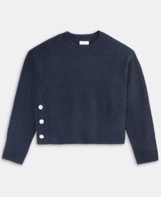Women's Side-Button Crewneck Sweater, Macy's Exclusive